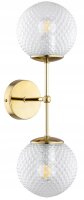Wandlampe Up Down Retro Glas Metall Gold E27 H:40 cm