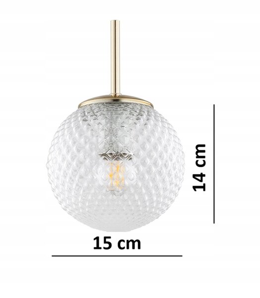 Pendelleuchte 3-flammig Glas Metall Gold E27 60 cm