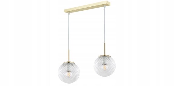 Pendelleuchte 2-flammig Glas Metall Gold E27 40 cm