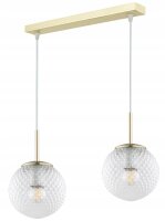 Pendelleuchte 2-flammig Glas Metall Gold E27 40 cm
