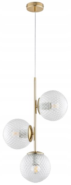 Pendelleuchte Glas Metall Gold E27 3-flmg B:25 cm Retro