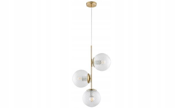 Pendelleuchte Glas Metall Gold E27 3-flmg B:25 cm Retro