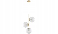 Pendelleuchte Glas Metall Gold E27 3-flmg B:25 cm Retro