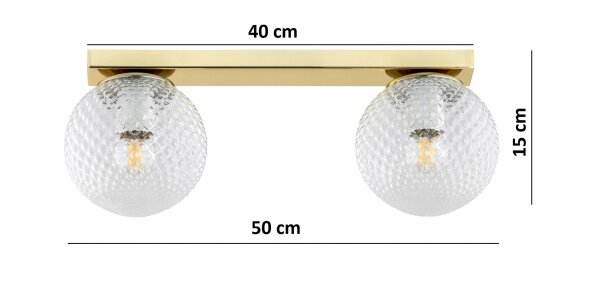 Deckenlampe 2-flammig Glas Metall Gold E27 40 cm Retro