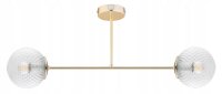Deckenlampe Glas Metall Gold 2-flammig E27 70 cm Retro