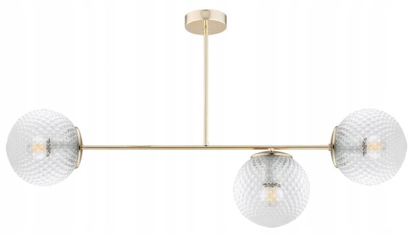 Deckenleuchte 3-flammig Glas Gold E27 80 cm Retro