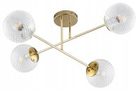 Deckenleuchte 4-flammig Glas Metall Gold E27 B:70 cm
