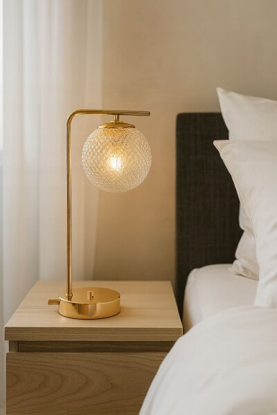 Tischleuchte Retro Metall Glas Metall Gold E27 38 cm