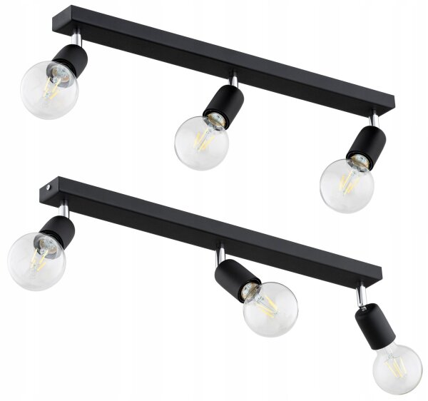 Deckenspot flexibel Schwarz E27 3-flammig L:60 cm Retro