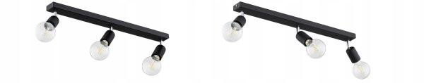 Deckenspot flexibel Schwarz E27 3-flammig L:60 cm Retro
