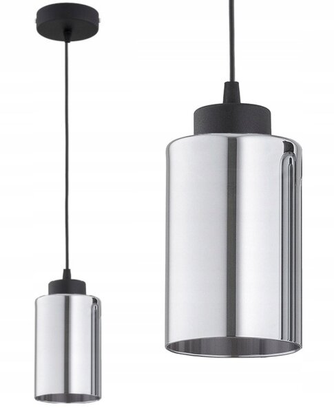 Pendelleuchte Schwarz Silber Metall E27 B:10 cm Modern