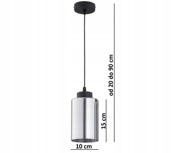 Pendelleuchte Schwarz Silber Metall E27 B:10 cm Modern