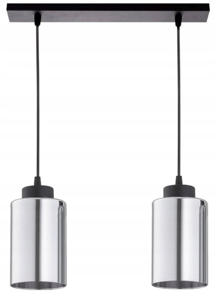 Pendelleuchte 2-flammig Metall Schwarz Silber E27 40 cm