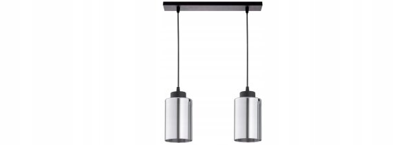 Pendelleuchte 2-flammig Metall Schwarz Silber E27 40 cm