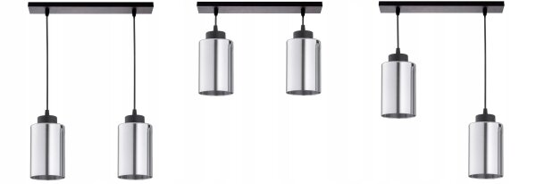 Pendelleuchte 2-flammig Metall Schwarz Silber E27 40 cm