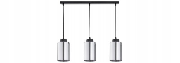 Hängelampe 3-flammig Schwarz Silber Metall E27 60 cm