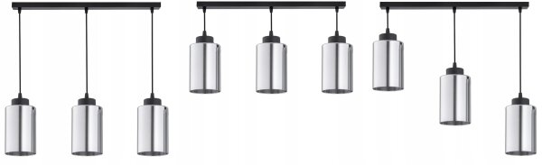 Hängelampe 3-flammig Schwarz Silber Metall E27 60 cm