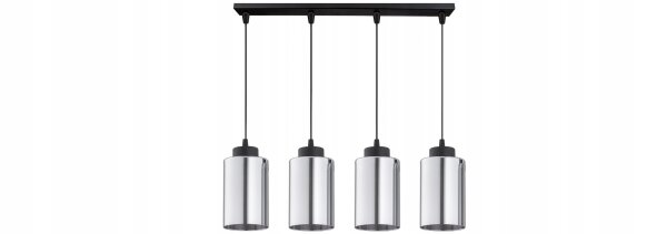 Pendelleuchte 4-flammig Schwarz Silber E27 L:60 cm