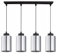 Pendelleuchte 4-flammig Schwarz Silber E27 L:60 cm