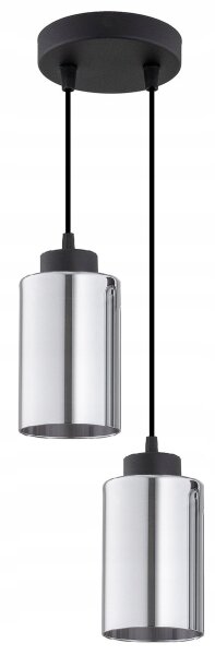 Pendelleuchte 2-flammig Silber Metall E27 L:12 cm rund