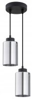 Pendelleuchte 2-flammig Silber Metall E27 L:12 cm rund