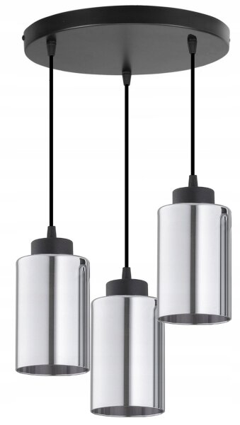 Pendelleuchte 3-flammig Schwarz Silber E27 B:30 cm