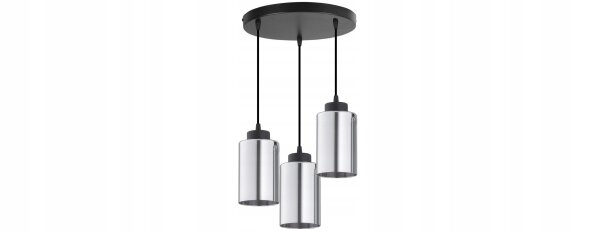 Pendelleuchte 3-flammig Schwarz Silber E27 B:30 cm