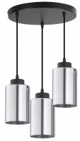 Pendelleuchte 3-flammig Schwarz Silber E27 B:30 cm