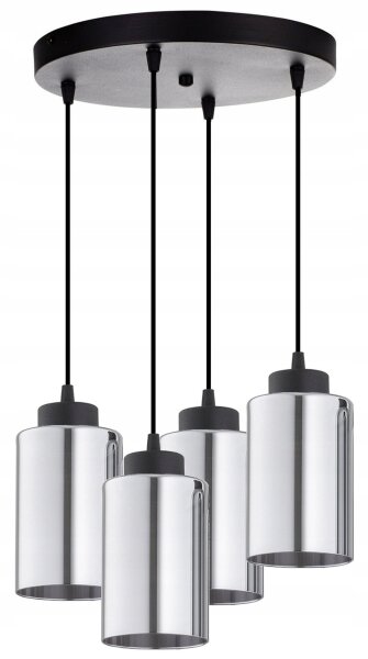 Pendelleuchte 4-flammig Metall Silber E27 B:30 cm rund