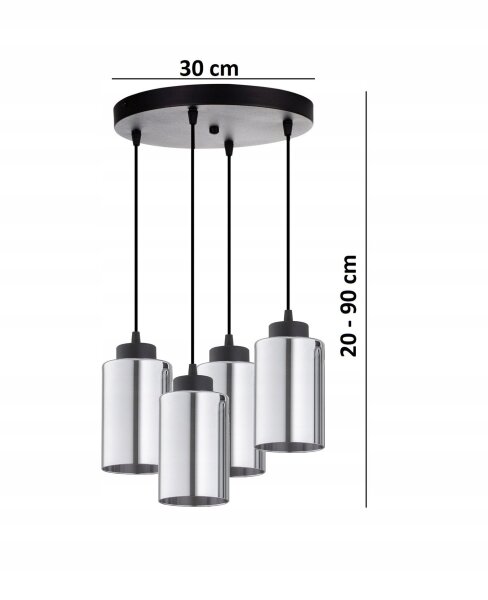 Pendelleuchte 4-flammig Metall Silber E27 B:30 cm rund