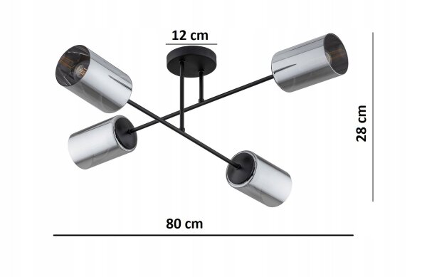 Deckenlampe 4-flammig Silber E27 B:80 cm Metall Modern