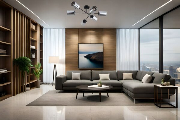 Deckenleuchte 6-flammig Silber E27 B:80 cm Modern
