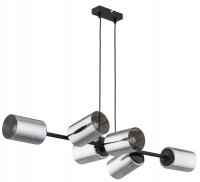 Pendelleuchte 6-flammig Schwarz Silber E27 100 cm