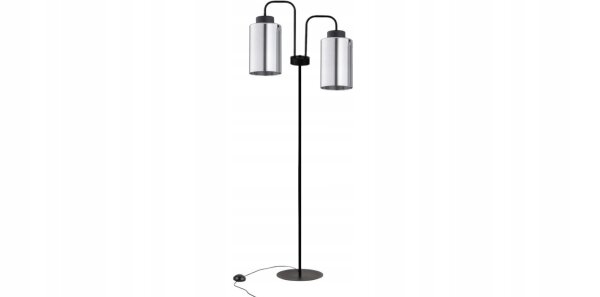 Stehleuchte 2-flammig Silber Metall E27 H:150 cm Modern