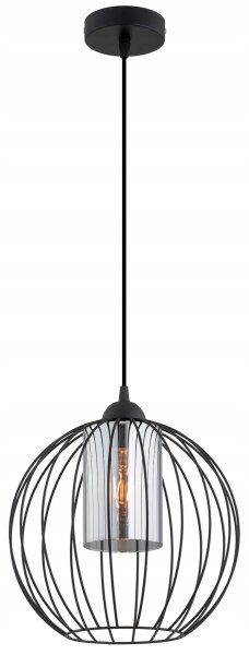 Pendelleuchte Schwarz Glas Metall Draht E27 B:30 cm