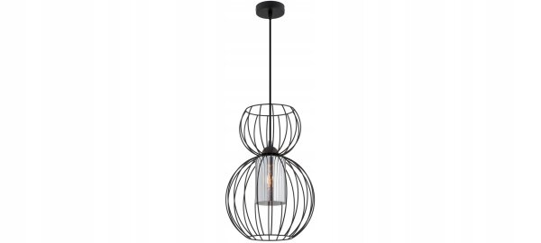 Pendelleuchte Glas Draht Metall Schwarz E27 B:30 cm