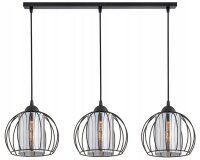 Pendelleuchte 3-flammig Glas Schwarz E27 L:70 cm Modern