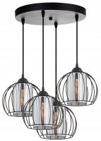 Pendelleuchte 3-flammig Glas Metall E27 &Oslash;40 cm...