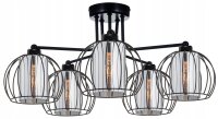 Deckenleuchte 5-flammig Schwarz Glas Metall E27 B:70 cm