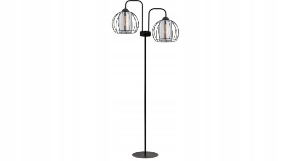 Stehleuchte 2-flammig Schwarz Metall Glas E27 150 cm
