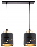 Pendelleuchte 2-flammig Schwarz Gold Metall E27 L:40 cm