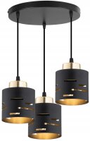 Hängelampe 3-flammig Schwarz Gold E27 B:30 cm rund