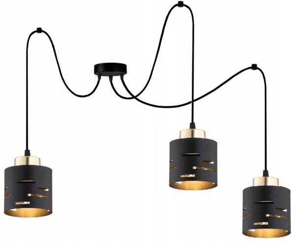 Pendelleuchte Spider XXL Schwarz Gold E27 160 cm Metall
