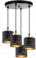 Pendelleuchte 4-flammig Schwarz Gold Metall E27 L:40 cm