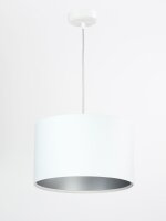 H&auml;ngelampe ROSIE Wei&szlig; Silber Retro rund Esstisch