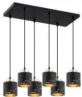 Pendelleuchte Metall Schwarz Gold E27 L:60 cm 6-flammig