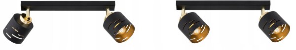 Deckenspot verstellbar Schwarz Gold Metall E27 L:40 cm