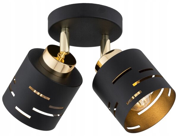 Deckenspot verstellbar Metall Schwarz Gold E27 L:15 cm