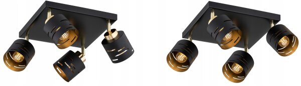 Deckenspot flexibel 4-flammig Schwarz Gold E27 L:30 cm