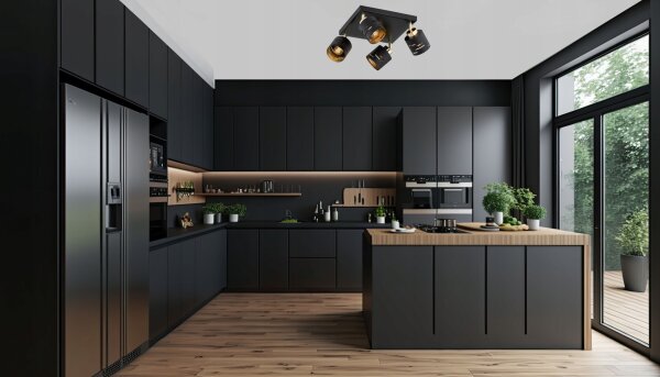 Deckenspot flexibel 4-flammig Schwarz Gold E27 L:30 cm